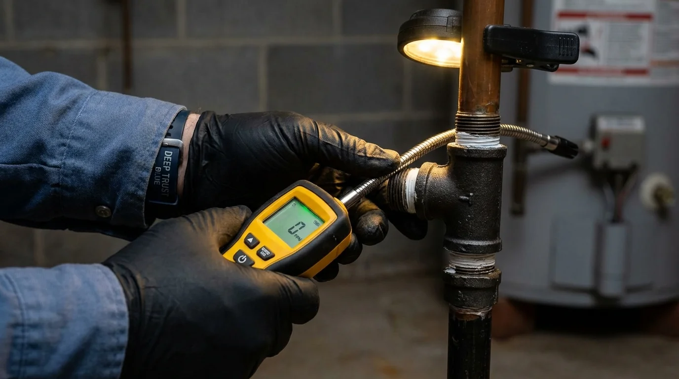 Gas leak detection with electronic sniffer by Johns Plumbing LLC in Lonsdale