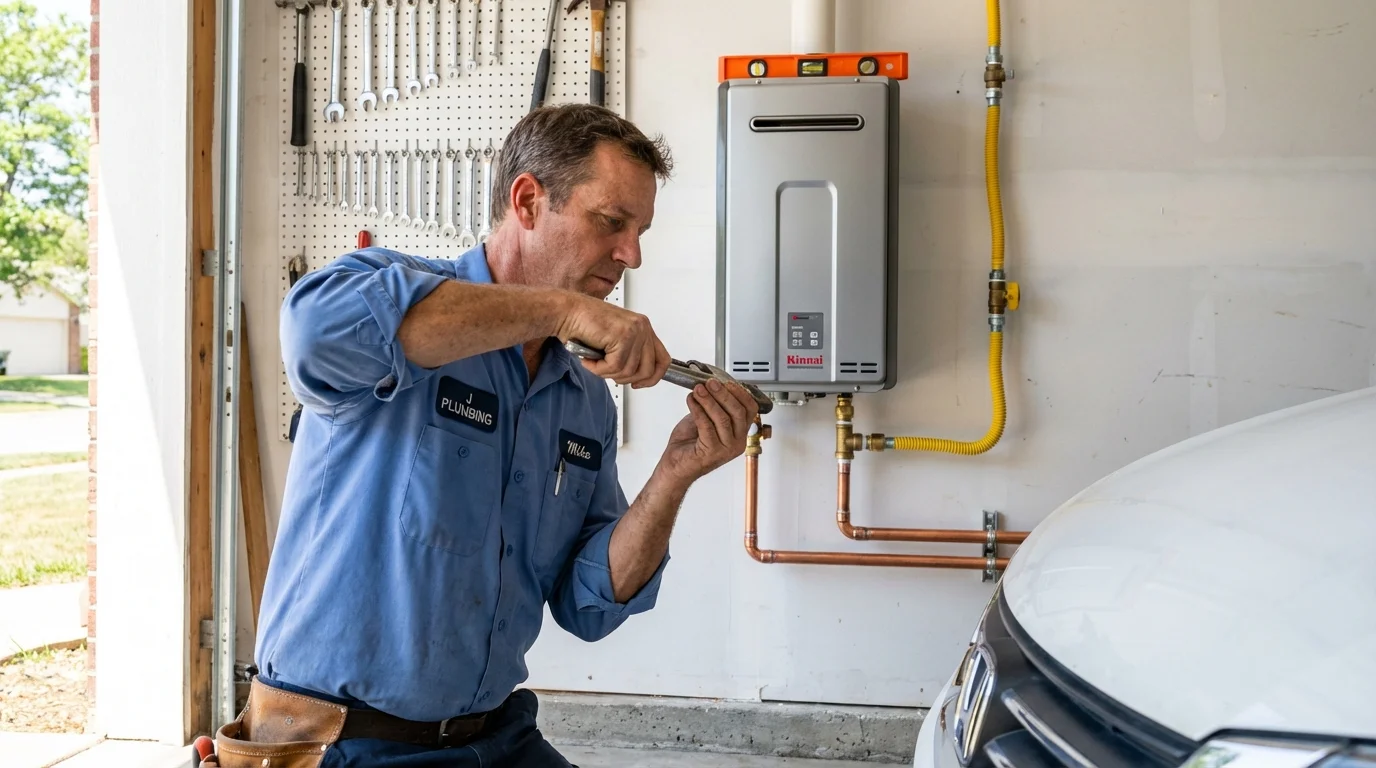Tankless water heater installation by a Johns Plumbing LLC plumber in Lonsdale